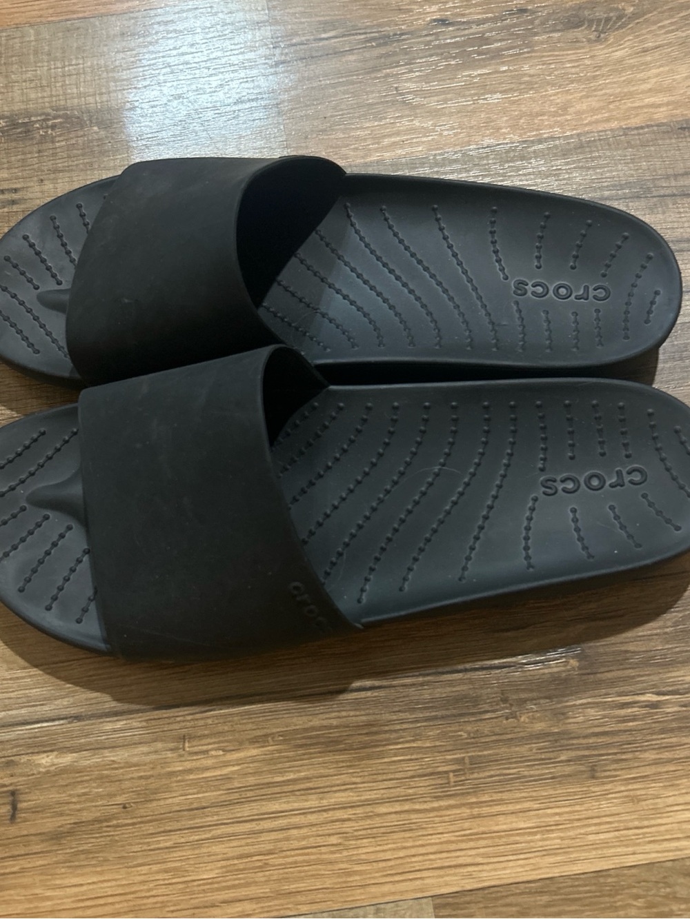 CROCS Black Slide Sandals with Textured Footbed